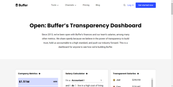 Buffer Open Startup page