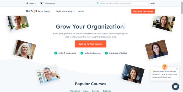 HubSpot Academy Homepage