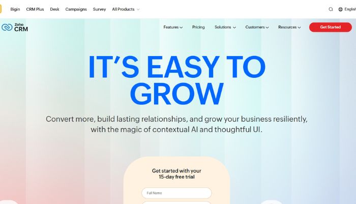 Zoho-best CRM for SaaS startups